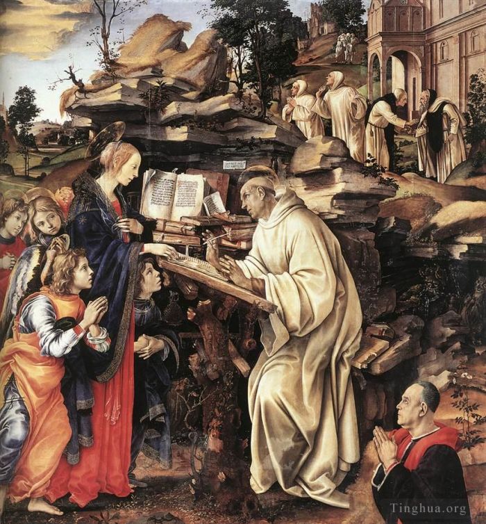 Filippino Lippi Peinture à l'huile - Apparition de la Vierge à saint Bernard 1486
