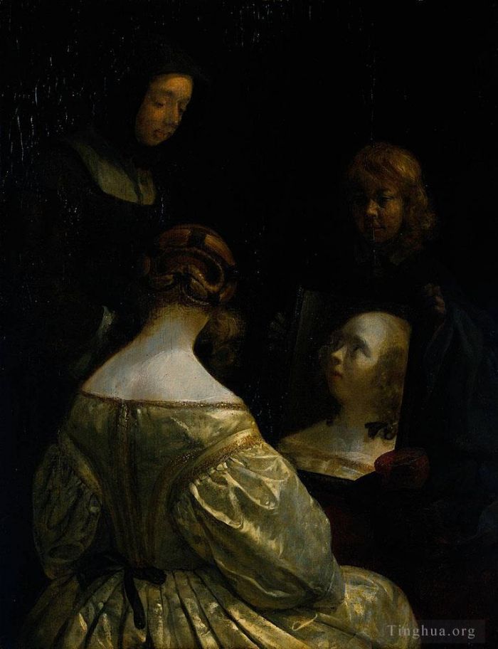 Filippino Lippi Peinture à l'huile - Borch II Gérard ter Femme au miroir