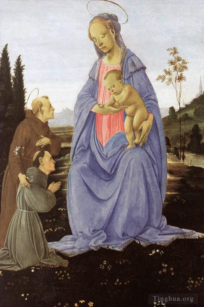 Filippino Lippi Peinture à l'huile - Vierge à l'enfant saint Antoine de Padoue et un frère avant 1480
