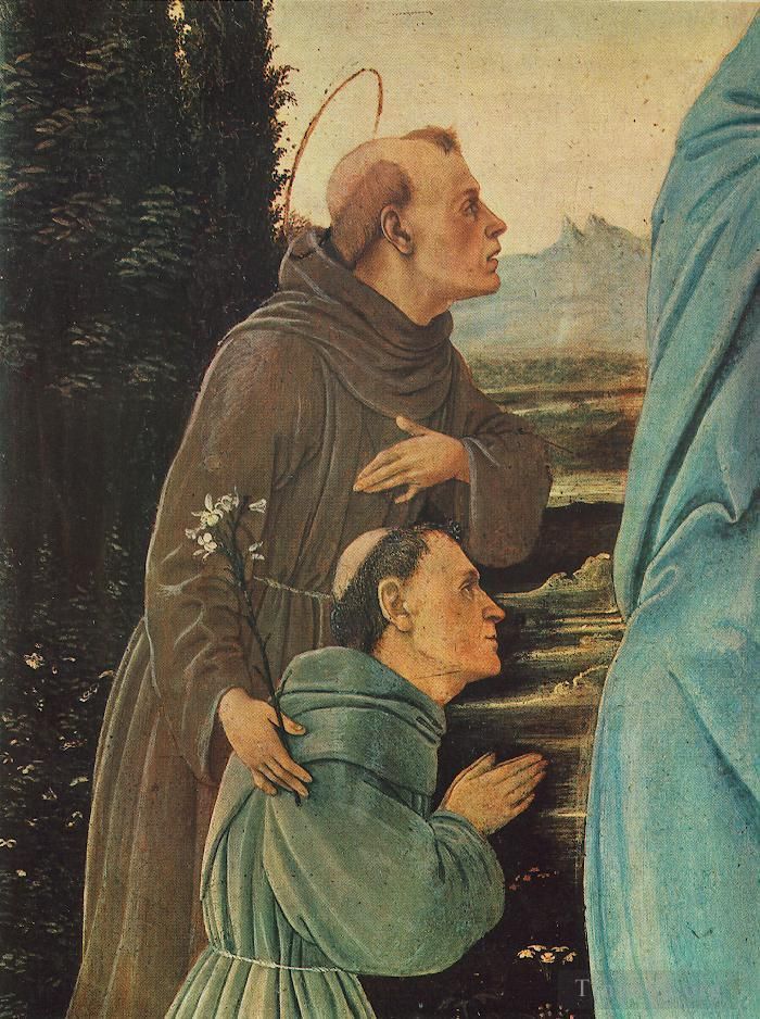 Filippino Lippi Peinture à l'huile - Vierge à l'Enfant Saint Antoine de Padoue et un frère avant 1480détail1