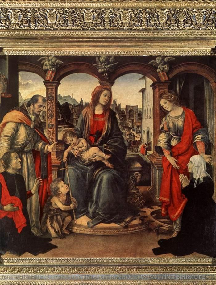 Filippino Lippi Peinture à l'huile - Vierge à l'Enfant et aux saints 1488