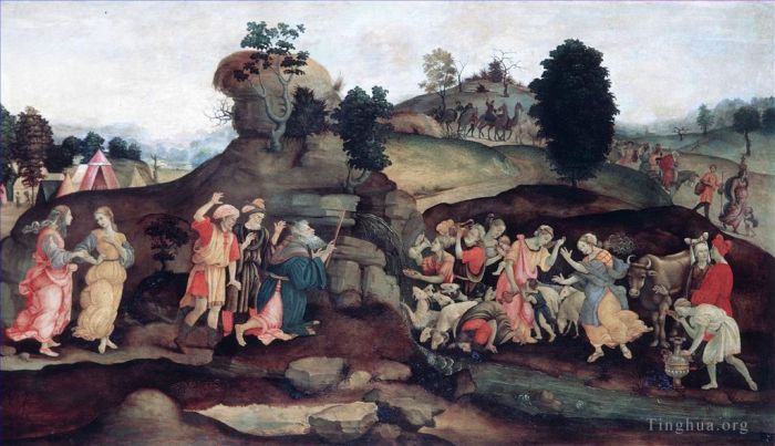 Filippino Lippi Peinture à l'huile - Moïse fait sortir l'eau du rocher
