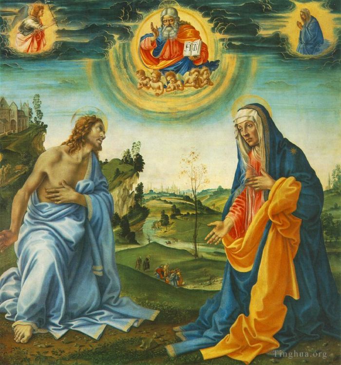 Filippino Lippi Peinture à l'huile - L'intervention du Christ et de Marie