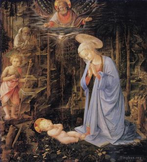 Filippino Lippi œuvres - L'adoration avec l'enfant Baptiste et saint Bernard