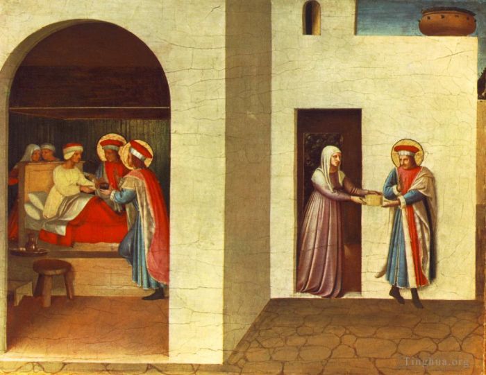 Fra Angelico Types de peintures - La Guérison De Palladia Par Saint Côme Et Saint Damien