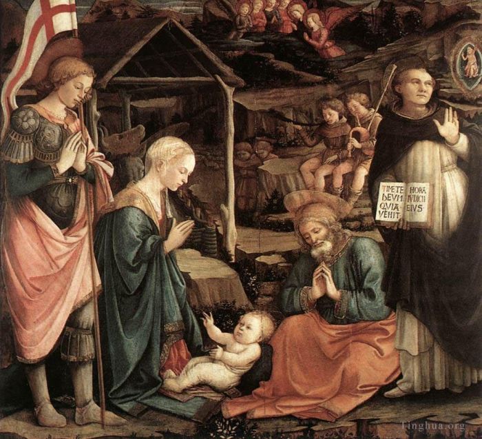 Fra Filippo Lippi Types de peintures - Adoration de l'Enfant avec les saints 1460