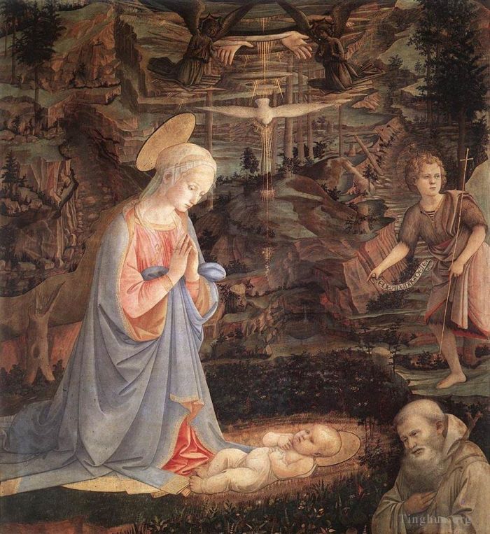 Fra Filippo Lippi Types de peintures - Adoration de l'Enfant avec les saints 1463