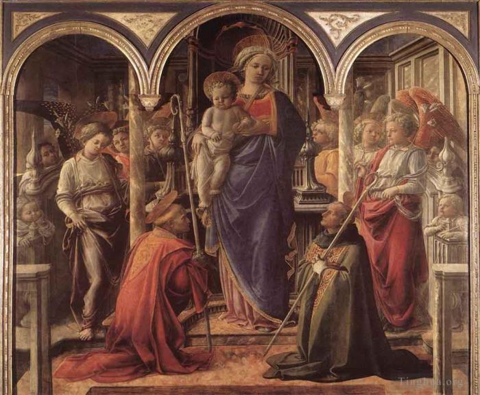 Fra Filippo Lippi Types de peintures - Vierge à l'Enfant avec saint Fredianus et saint Augustin