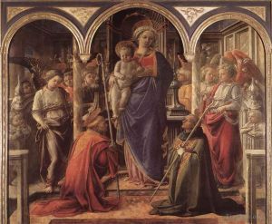 Fra Filippo Lippi œuvres - Vierge à l'Enfant avec saint Fredianus et saint Augustin