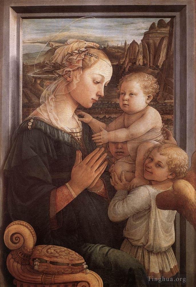 Fra Filippo Lippi Types de peintures - Madone avec l'enfant et deux anges 1465