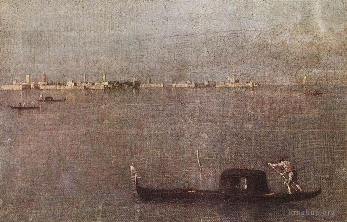 Francesco Guardi Peinture à l'huile - Gondole dans la lagune