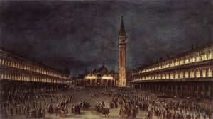 Francesco Guardi œuvres - Procession nocturne sur la place Saint-Marc