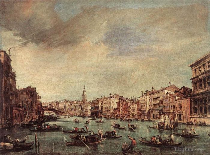Francesco Guardi Peinture à l'huile - Le Grand Canal en direction du pont du Rialto