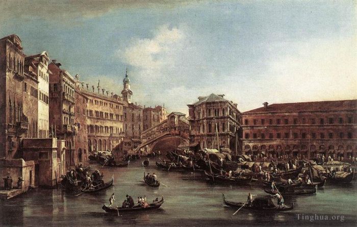 Francesco Guardi Peinture à l'huile - Le pont du Rialto avec le Palazzo dei Camerlenghi