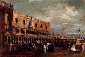 Francesco Guardi œuvres - Venise une vue de la Piazzetta vers le sud avec le Palazzo Ducale