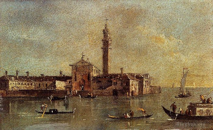 Francesco Guardi Peinture à l'huile - Vue De L'Île De San Giorgio In Alga Venise