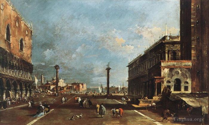 Francesco Guardi Peinture à l'huile - Vue de la Piazzetta San Marco vers le San Giogio Maggiore