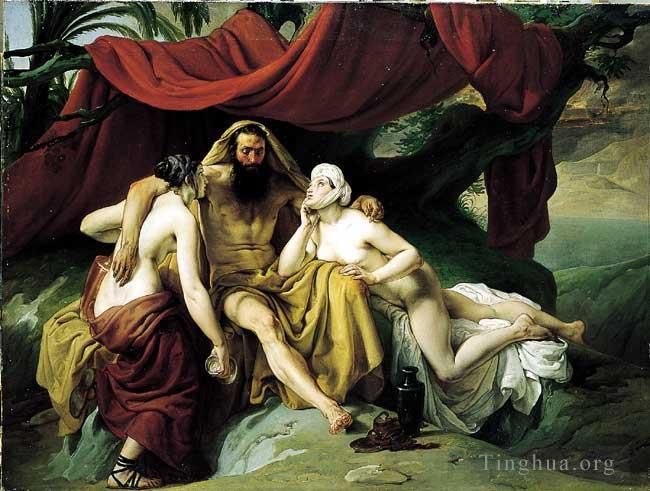 Francesco Hayez Peinture à l'huile - Lot et ses filles