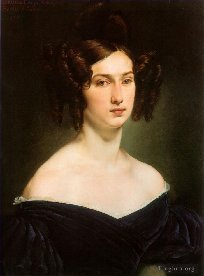 Francesco Hayez Peinture à l'huile - Portrait de la comtesse Luigia Douglas Scotti d'Adda
