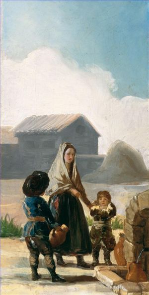 Francisco José de Goya y Lucientes œuvres - Une femme et deux enfants près d’une fontaine