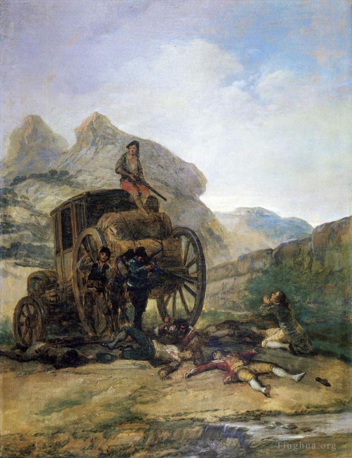Francisco José de Goya y Lucientes Peinture à l'huile - Attaque contre un entraîneur