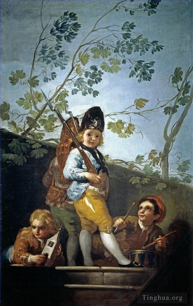 Francisco José de Goya y Lucientes Peinture à l'huile - Garçons jouant aux soldats