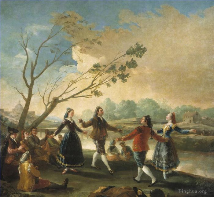 Francisco José de Goya y Lucientes Peinture à l'huile - Danse des Majos sur les rives de Manzanares