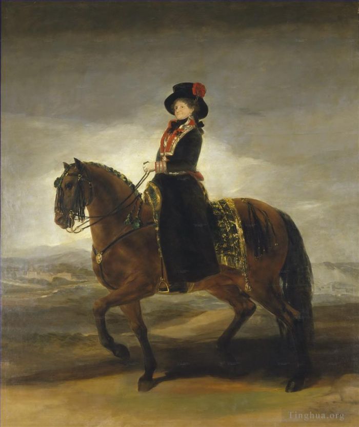 Francisco José de Goya y Lucientes Peinture à l'huile - Portrait équestre de Marie Louise de Parme