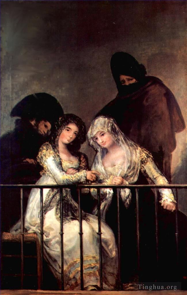 Francisco José de Goya y Lucientes Peinture à l'huile - Majas sur un balcon