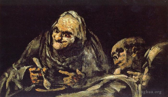 Francisco José de Goya y Lucientes Peinture à l'huile - Vieille soupe à manger