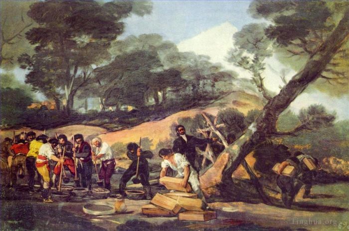 Francisco José de Goya y Lucientes Peinture à l'huile - Usine de poudre dans la Sierra
