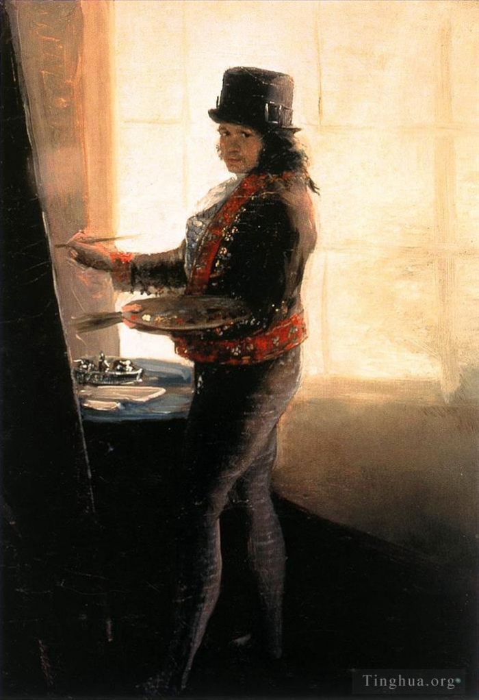 Francisco José de Goya y Lucientes Peinture à l'huile - Autoportrait en studio