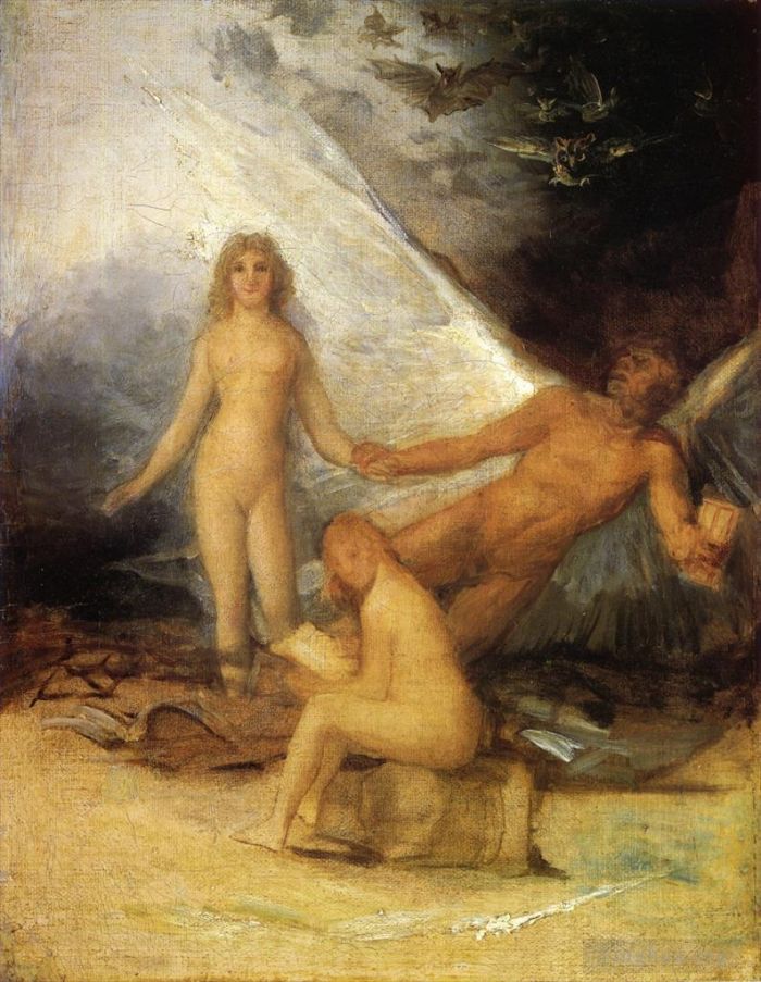 Francisco José de Goya y Lucientes Peinture à l'huile - Esquisse pour la vérité sauvée par le temps