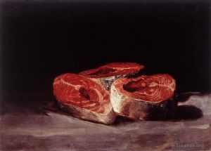 Francisco José de Goya y Lucientes œuvres - Nature Morte Aux Trois Darnes De Saumon