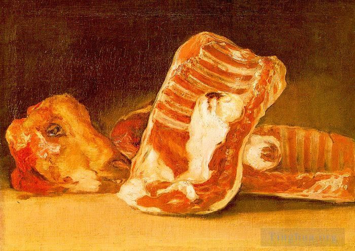 Francisco José de Goya y Lucientes Peinture à l'huile - Nature morte à la tête de mouton