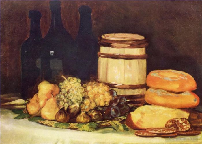 Francisco José de Goya y Lucientes Peinture à l'huile - Nature morte aux pains aux bouteilles de fruits