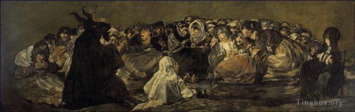 Francisco José de Goya y Lucientes Peinture à l'huile - Le Grand Chèvre Ou Sorcières Sabbat jaune