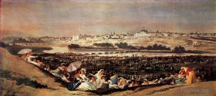Francisco José de Goya y Lucientes Peinture à l'huile - Le pré de San Isidro le jour de sa fête