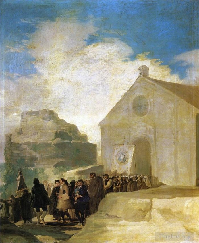 Francisco José de Goya y Lucientes Peinture à l'huile - Procession villageoise