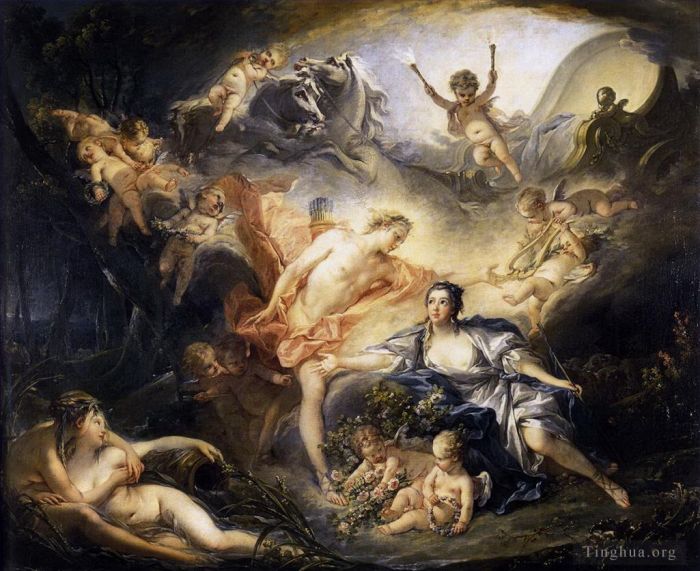 François Boucher Peinture à l'huile - Apollon révélant sa divinité à la bergère Isse