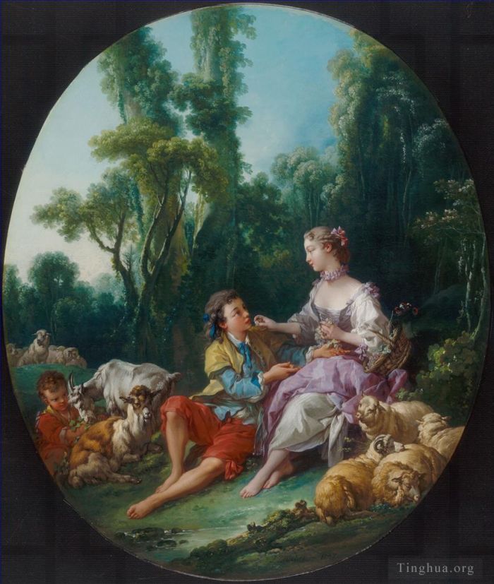 François Boucher Peinture à l'huile - Penser-ils au raisin