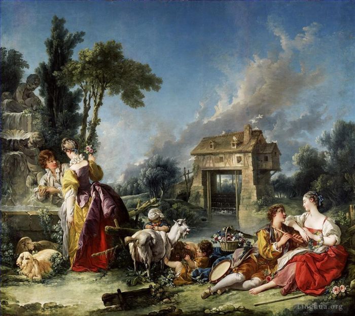 François Boucher Peinture à l'huile - Fontaine d'Amour