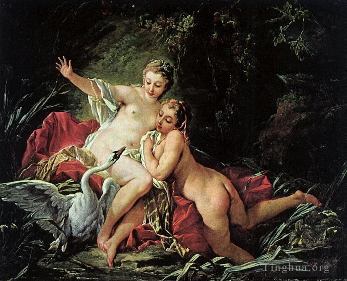 François Boucher Peinture à l'huile - Léda et le cygne