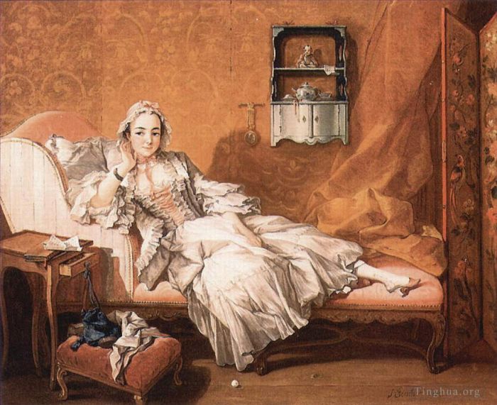 François Boucher Peinture à l'huile - Portrait de l'épouse de l'artiste