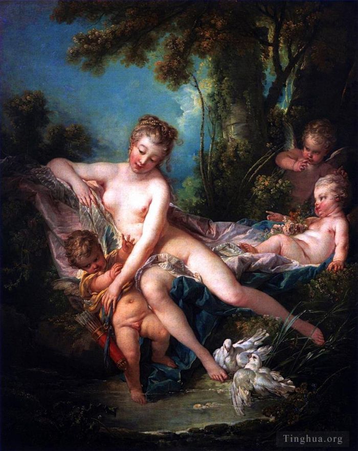 François Boucher Peinture à l'huile - Le bain de Vénus