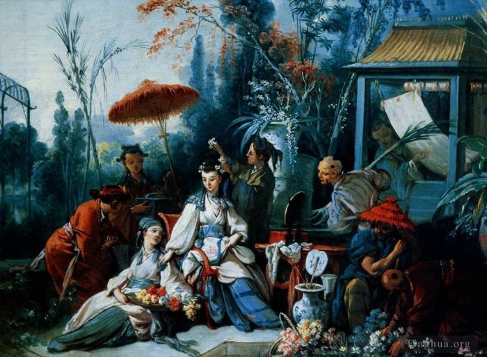 François Boucher Peinture à l'huile - Le jardin chinois
