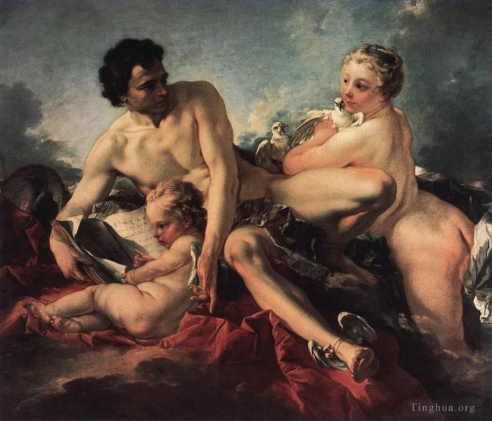 François Boucher Peinture à l'huile - Le Cupidon de l'éducation