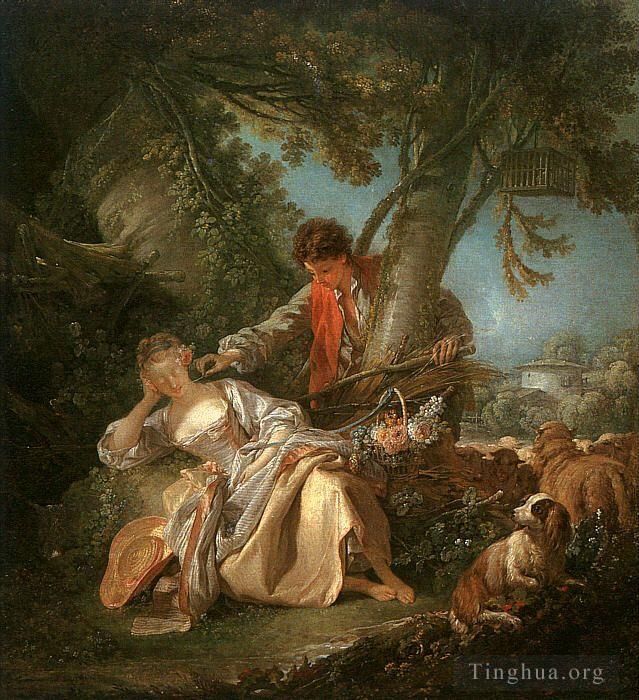 François Boucher Peinture à l'huile - La place Rococo du Sommeil Interrompu