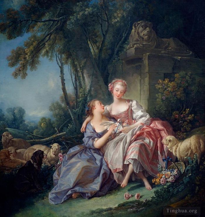 François Boucher Peinture à l'huile - La lettre d'amour