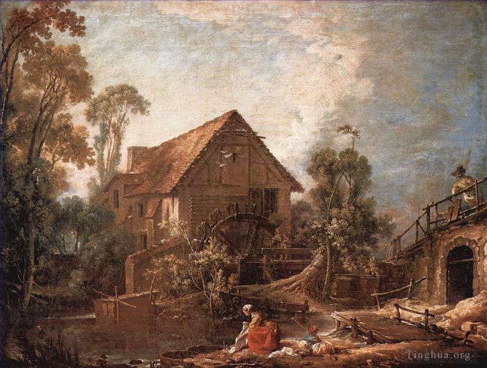 François Boucher Peinture à l'huile - Le Moulin chaleureux